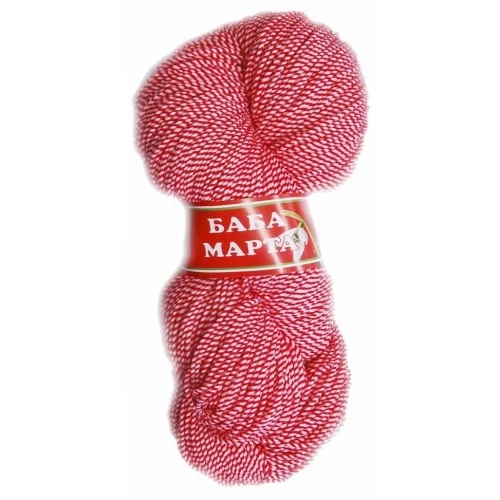 Пресукано бяло и червено пресукана прежда 