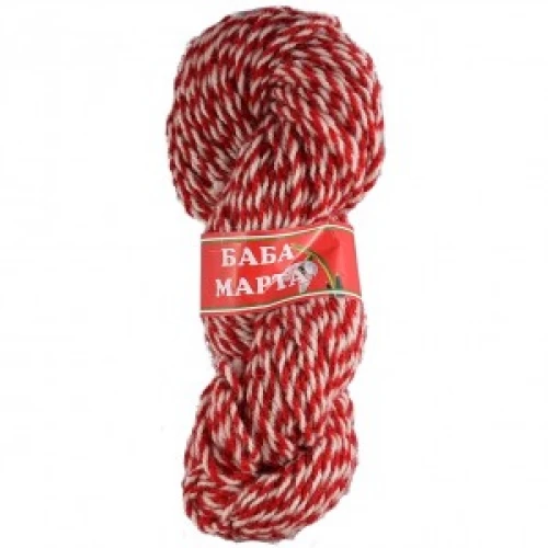 Пресукано бяло и червено пресукана прежда 