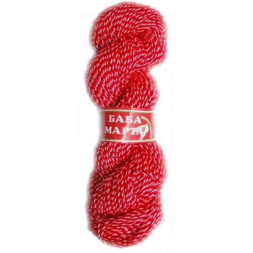 Пресукано бяло и червено прежда 