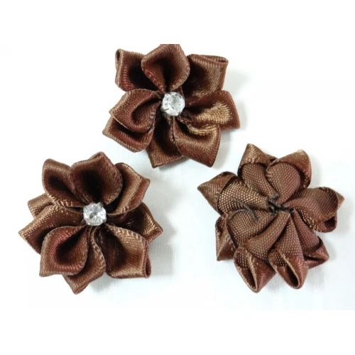 Цветя от текстил сатенени цветя с камъче