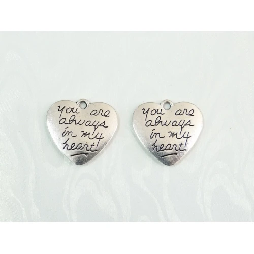 Висулки метални сърца с надпис