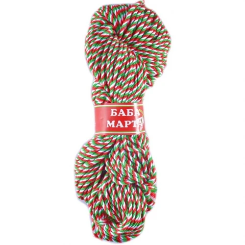 Пресукано бяло и червено прежда 